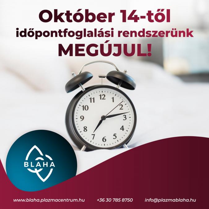 Október 14-től időpontfoglalási rendszerünk megújul!